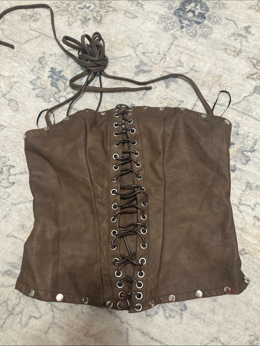 Women’s Brown Lace-Up Corset Halter Top